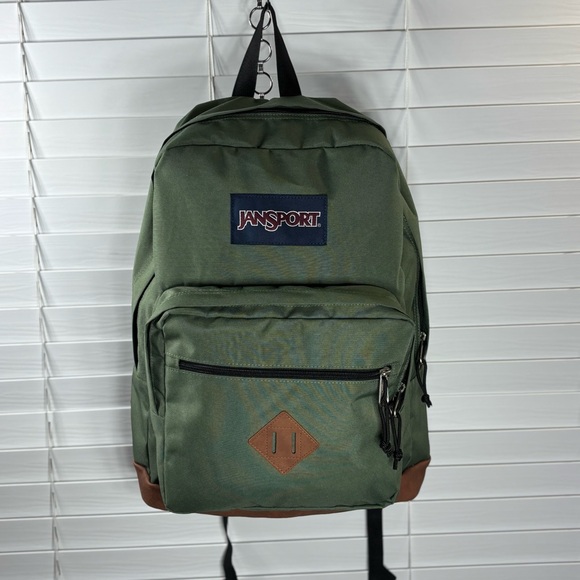 JanSport Backpack City View Shoulder Bag Cargo Green Laptop Sleeve Travel School - Picture 3 of 13